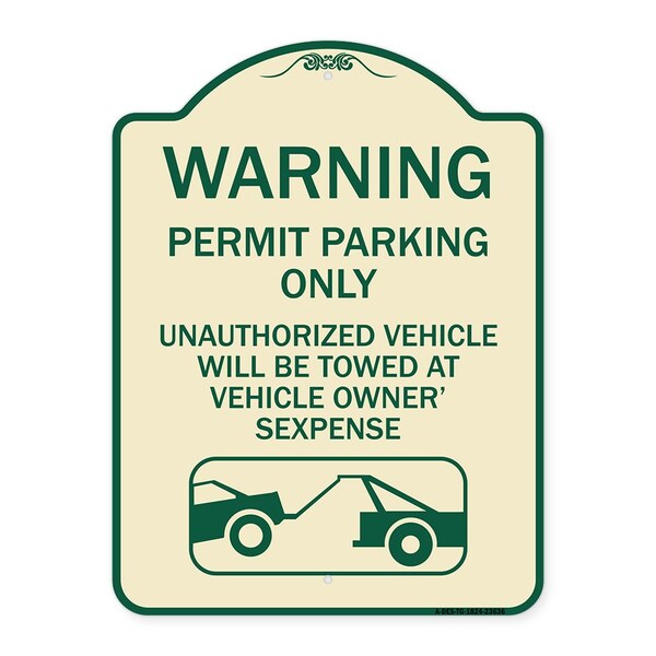 Signmission No Parking w/o Permit Warning Permit Parking Unauthorized Vehicles Alum, 24" x 18", TG-1824-23636 A-DES-TG-1824-23636 - main
